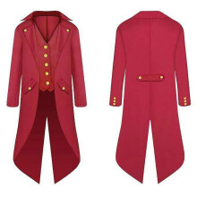 (XL, Red) Halloween Costumes Halloween Parent-child Clothing Men's Retro Clothing Children's Mid-length Punk Retro Tuxedo
