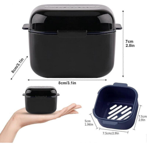 (Pink) Denture Case Denture Bath Box Case Dental Orthodontic Retainer False Teeth Storage Case Box With Strainer Denture Cups For Soaking Dentures 1