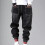 (L, black) Men Harem Pants Drawstring Elastic Waist Ankle-banded Pockets Solid Color Plus Size Loose Hip 5