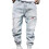 (XL, light blue) Men Harem Pants Drawstring Elastic Waist Ankle-banded Pockets Solid Color Plus Size Loose Hip 1
