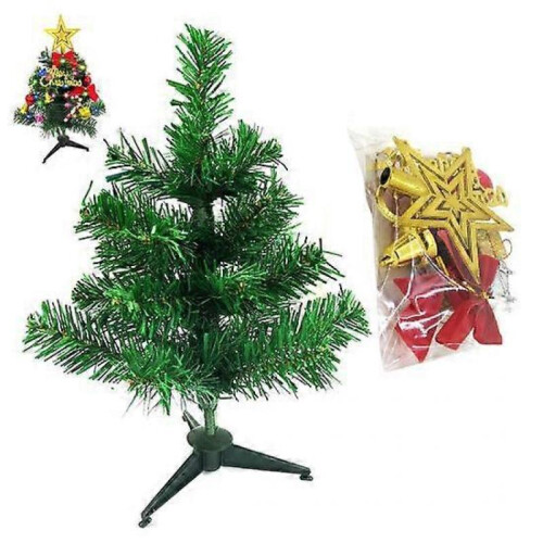 (A, multicolor) Mini Artificial Christmas Tree with LED Lights Vibrant Color Realistic Looking Reusable Easy Assembly Small Xmas Tree Desktop Decor