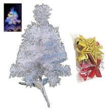 (B, multicolor) Mini Artificial Christmas Tree with LED Lights Vibrant Color Realistic Looking Reusable Easy Assembly Small Xmas Tree Desktop Decor