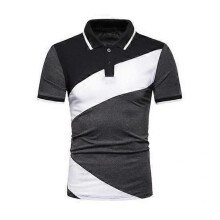 (2XL, grey) Summer Men Formal Top Short Sleeve Half Open Lapel Contrast Color Mid Length Commute Formal Office Wear Business Shirt