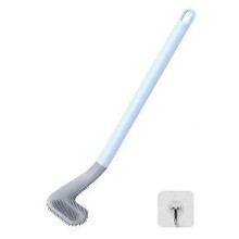 (blue) Silicone Toilet Brush with Hook Bathroom Silicone Bristles Triangular Brush Head Deep Cleaning Corners Toilet Cleaning