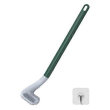(green) Silicone Toilet Brush with Hook Bathroom Silicone Bristles Triangular Brush Head Deep Cleaning Corners Toilet Cleaning