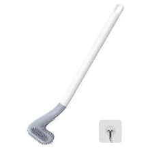 (white) Silicone Toilet Brush with Hook Bathroom Silicone Bristles Triangular Brush Head Deep Cleaning Corners Toilet Cleaning