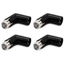 4 stuks 3-pins XLR-hoekadapter, verstelbaar van mannelijk naar vrouwelijk