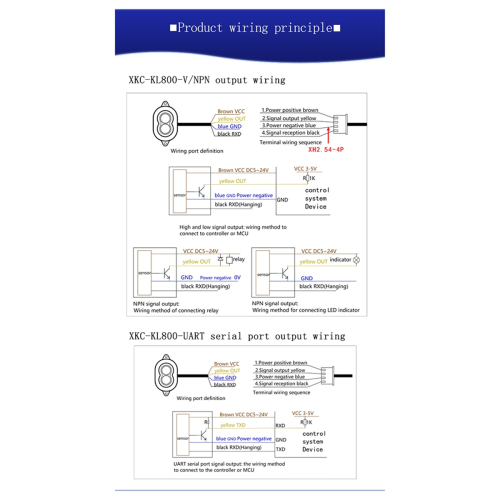 XKC-KL800 2024Novo sensor de distância a laser de 8 m, DC5-24 V 2