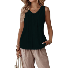 Canotte in lino per donna, estive, casual, larghe, a V