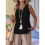 Canotte in lino per donna, estive, casual, larghe, a V 8