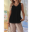 Canotte in lino per donna, estive, casual, larghe, a V 7
