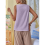 Canotte in lino per donna, estive, casual, larghe, a V 9