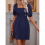 Women'S Puff Short Sleeve Boho Dress Square Neck S 8
