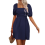 Women'S Puff Short Sleeve Boho Dress Square Neck S 3
