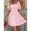 Women'S Puff Short Sleeve Boho Dress Square Neck S 8