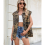 Chaleco vaquero vintage para mujer con botones extragrandes D 6
