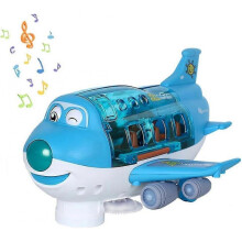 (Blue)360 Rotating Electric Toy Plane, Airplane Toys For Kids