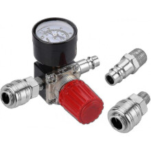 Pressure Regulator Way Valve 175psi 12bar 1/4 Inch Pressure Gauge Regulator for Compressor (new 3 Wa