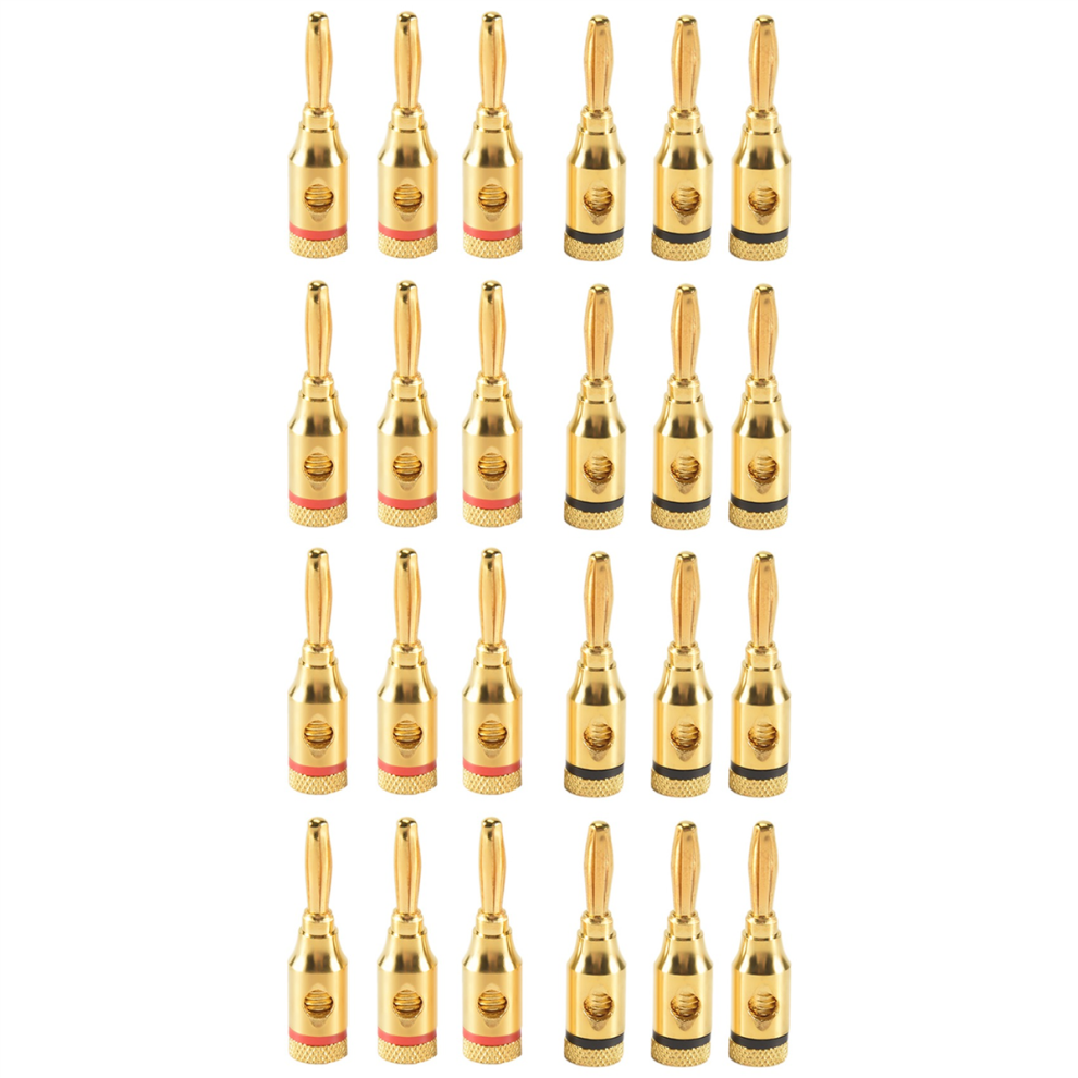 Spine A Banana Con Vite Aperta, Jack Audio Placcato Oro 24K