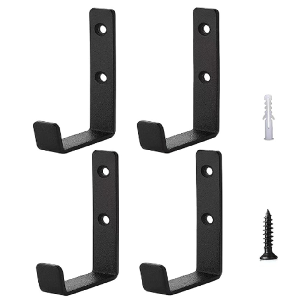 Semoic Set Of 4 Heavy Duty J-Shaped Hooks -Garage - Metal