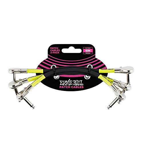 Ernie ball 6059 6"""" Flat Angle/Flat Angle Patch Cable 3-Pack  Black