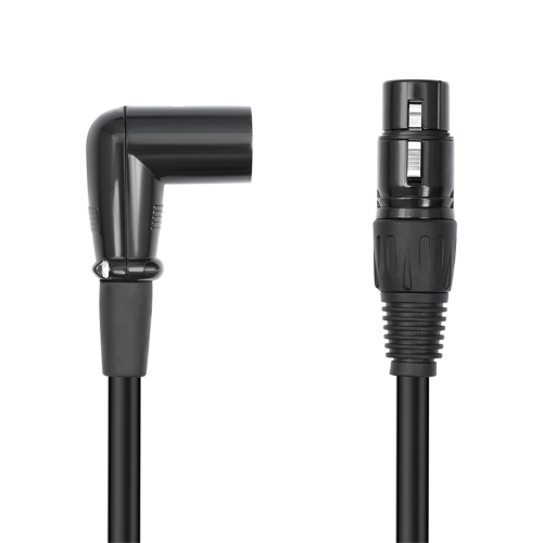 Microfone com conector macho para fêmea XLR de 3 pinos em ângulo reto