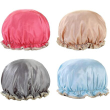4 Pack Shower Caps,bath Caps Hat Waterproof Caps Reusable, Double Layer Bath