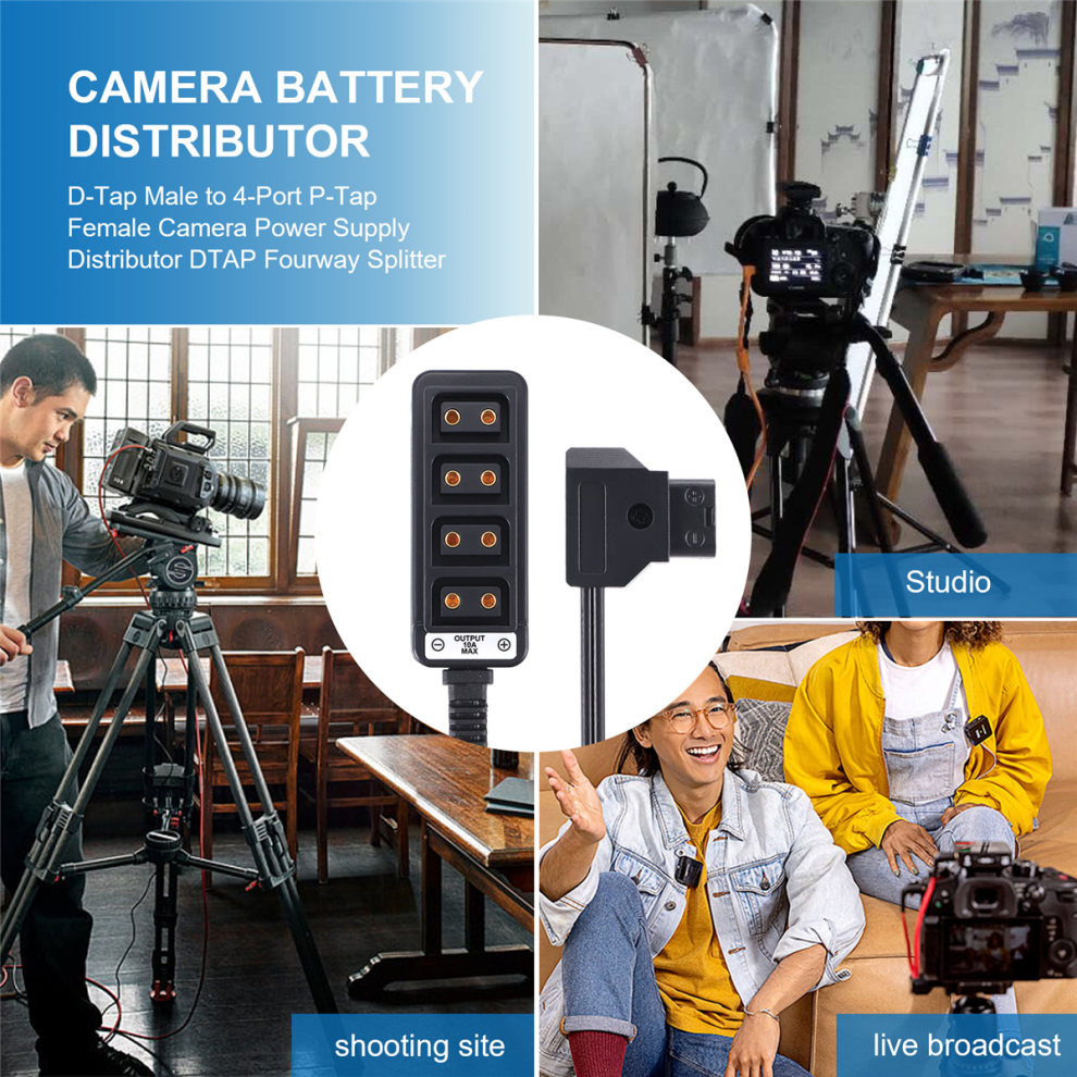 Alimentatore Per Telecamera Da D-Tap Maschio A P-Tap Femmina A 4 Porte