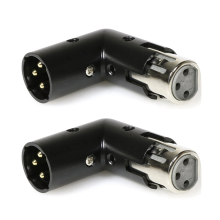 2 stuks 3-pins XLR-hoekadapter, verstelbaar van mannelijk naar vrouwelijk