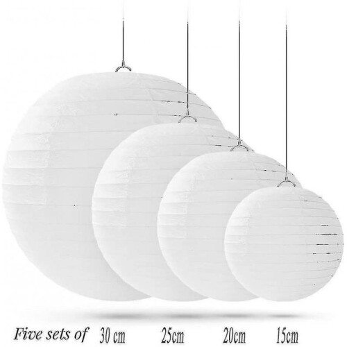 20 Pcs Round Lanterns with Wire Ribbing, Different Sized 1