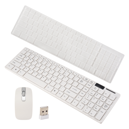 Wireless Slim White Keyboard + Optical Mouse Set f 2