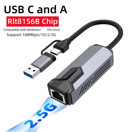 Neu 2,5G Kabelgebundene Netzwerkkarte USB 3.0 TYP C RTL8152 2