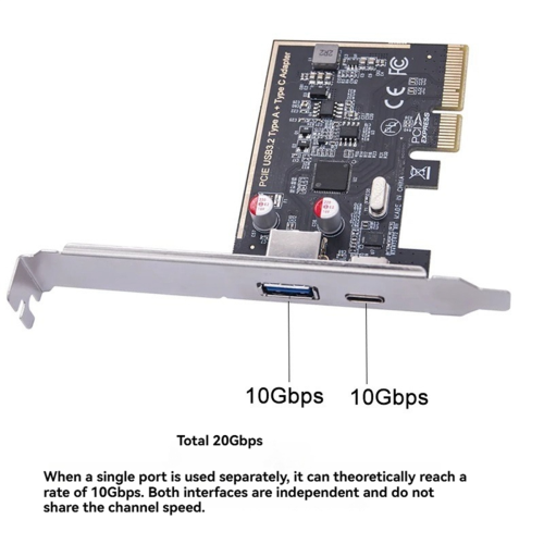 PCIE USB 3.2 GEN2 10G + Typ C Adapter PCI Express 2