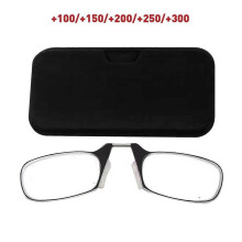 (Black) Ultra Thin Optics Reading Glassescase Mini Nose Clip 1.0,1.5,2.0,2.5,3.0 Unisex