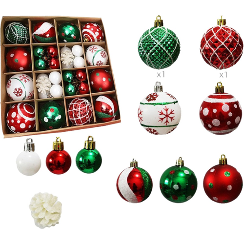 42 Stück Weihnachtskugel-Ornamente, bruchsichere Christbaumkugel