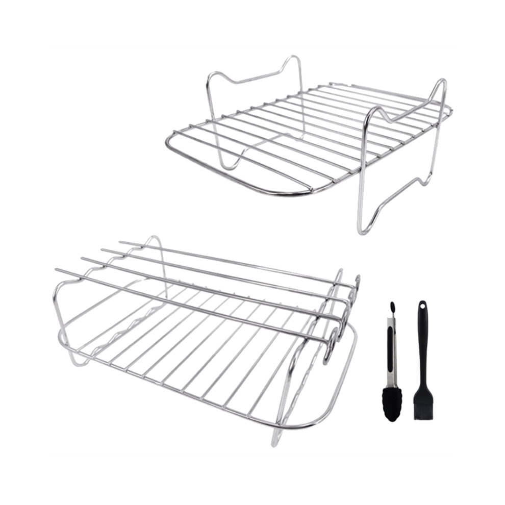 Air Fryer Rack for Dual Fryer, 2-Piece with 4 Skew