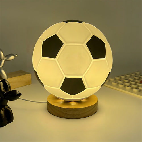 Football Night Light USB LED Circular Solid Wood G 2