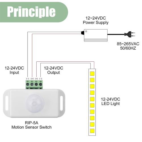 6er-Pack 12V 24V PIR-Sensor LED-Bewegungsmelder Licht 2