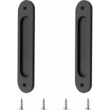 2 Pack Oval Recessed Sliding Door Handle, Matte Black, Stainless Steel, Sliding Barn Door Handle