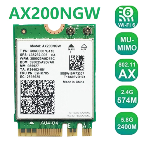 Carte réseau AX200 AX200NGW M.2 NGFF WiFi Bluetooth 2