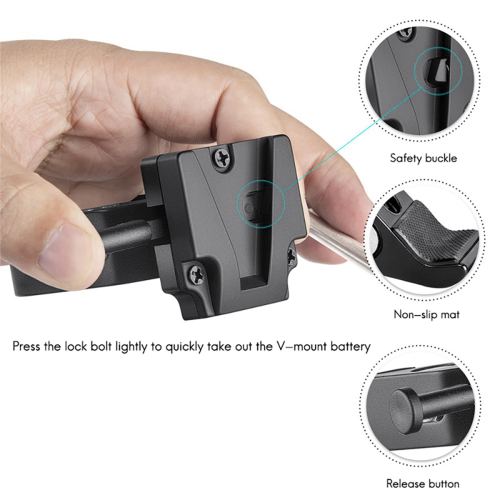 V-Mount batteriadapter med klämma för montering på stativ 2