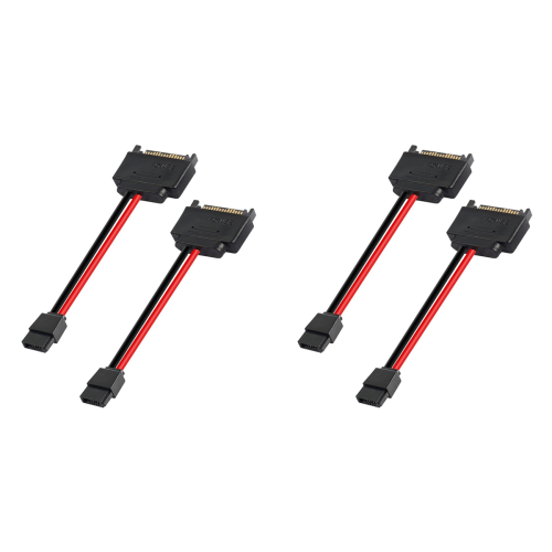 2Pcs SATA 15Pin Male To 6Pin SATA Cable
