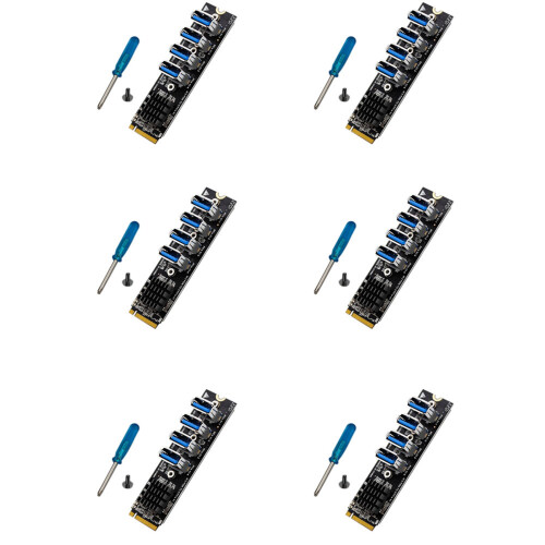 6x M.2 till PCI-E X1 4-portars USB 3.0 grafikkort ASM1184E M.2-adapter