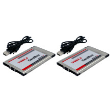 PCMCIA till USB 2.0 CardBus Dual 2 Port 480M-kortadapter för bärbar dator