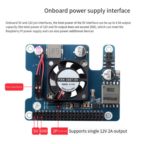 För 5 PoE HAT 802.3Af/At GPIO-expansionskort 2