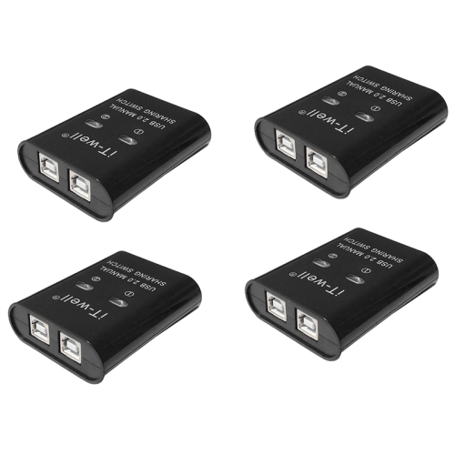 USB 2 in 1 Out Printer , 2-Port Manual Kvm Converter Black