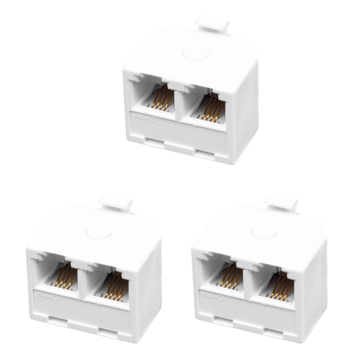 2-Way 6P4C RJ11 Modular Phone Wall Adapter and Splitter