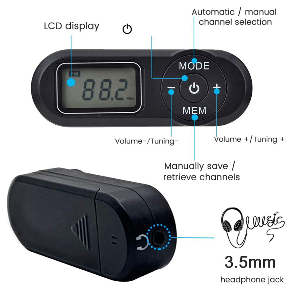 Portable Fm Radio Receiver With Earphone Bass For Walking Jogging 4711624706600