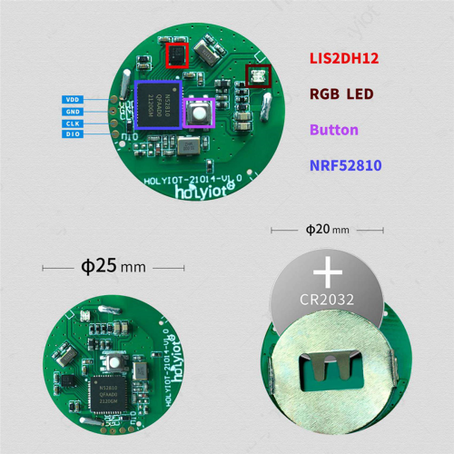 1Pcs NRF52810 Beacon Tag with Accelerometer Sensor,Green+White 2