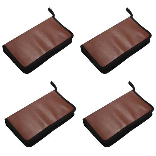 80-Disques Sac de Cuir Stockage Zippe pour CD DVD Disque Dur - Marron